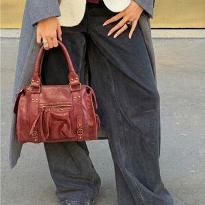 Handmade Italian Suede Printed Leather Bag - Made in Italy